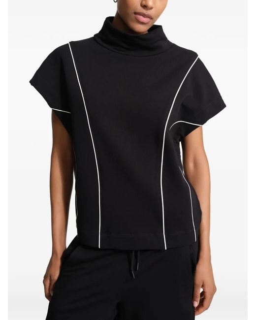 MARCELLA Black Alva Piping-Detail Top