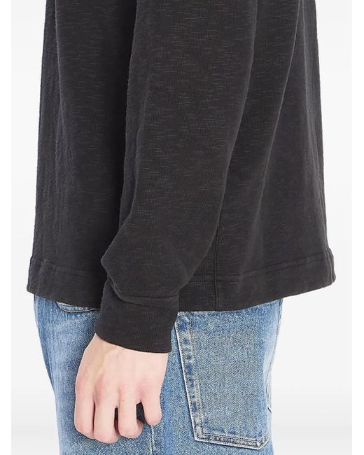 Stone Island Black Long-Sleeve Polo Shirt With Ribbed Trims for men