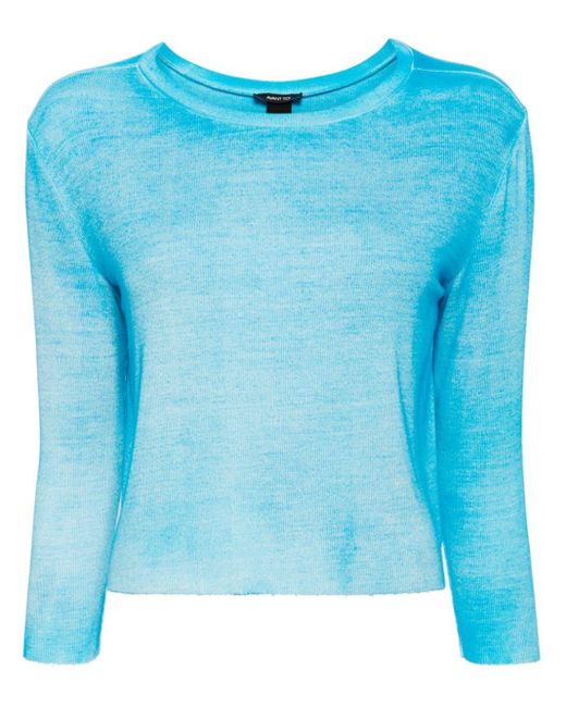 Avant Toi Blue Fine-ribbed Cropped T-shirt