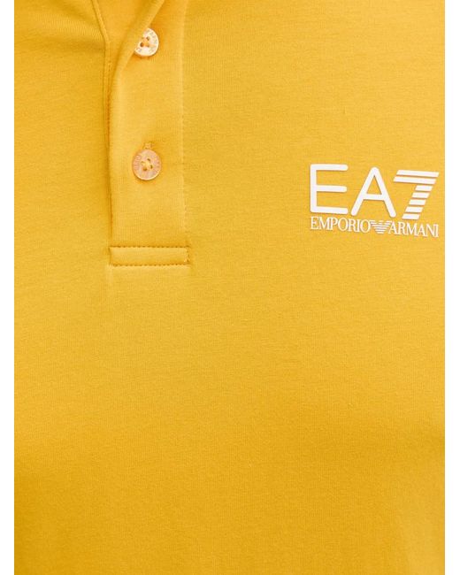 EA7 Yellow Logo-Print Short-Sleeve Polo Shirt for men