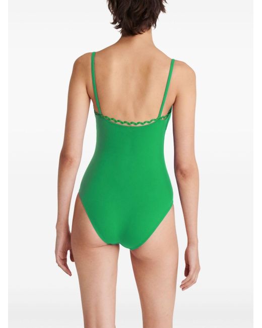 Eres Green Night Picot-trimmed Swimsuit