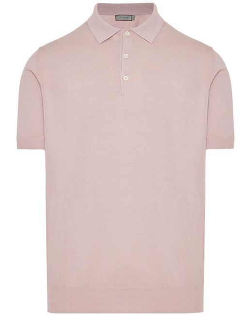Canali Pink Fine-knit Cotton Polo Shirt for men