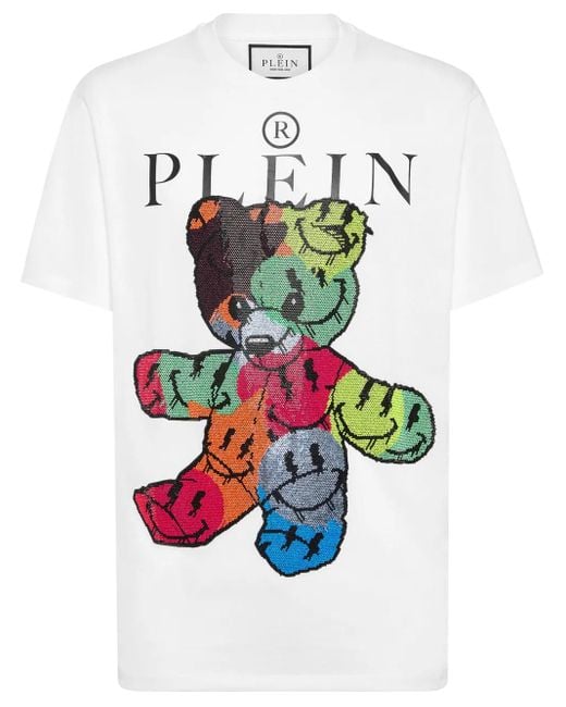 メンズ Philipp Plein テディベア Tシャツ White