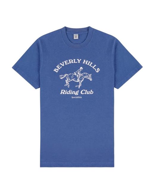 Sporty & Rich Blue Bh Riding Club Graphic-Print T-Shirt