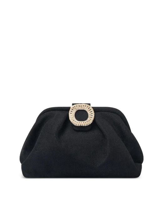 Twentyfourhaitch Black Bakios Jewelled-Buckle Clutch Bag