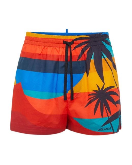 メンズ DSquared² Summer Lovers Sunset ショートパンツ Orange