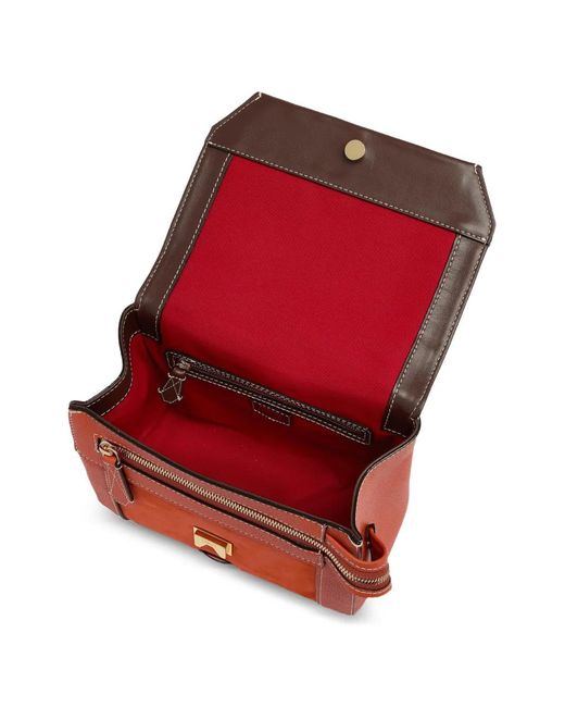 Lancel Red Ninon Logo Handle Flap Tote Bag