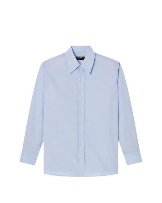 A.P.C. Blue Kayla Long-Sleeve Button-Down Shirt