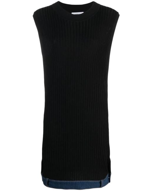 Moschino Black Logo-Patch Ribbed-Knit Dress