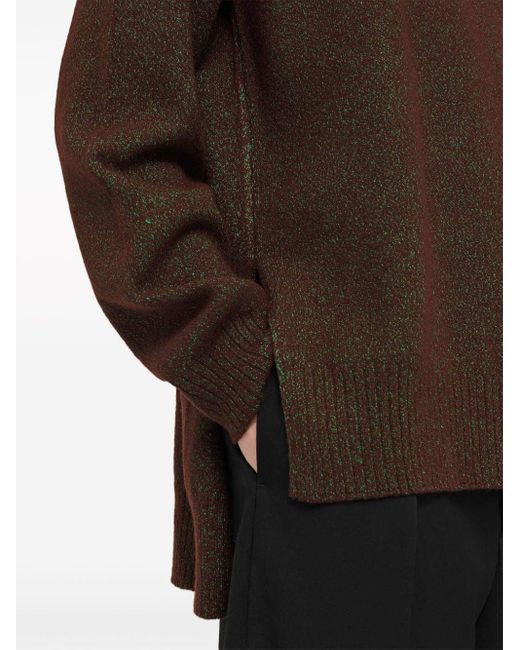 Pull en laine à design chiné Jil Sander pour homme en coloris Brown
