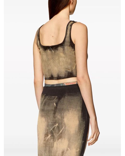 DIESEL Brown M-Deidra' Cropped-Top Mit Bleached-Wirkung-Effekt