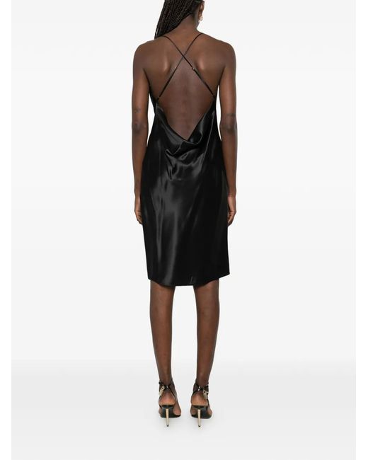Saint Laurent Cowl-Neck Backless Mini Dress in Black | Lyst UK