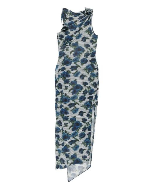 Abito Lungo Con Stampa A Fiori di Coperni in Blue