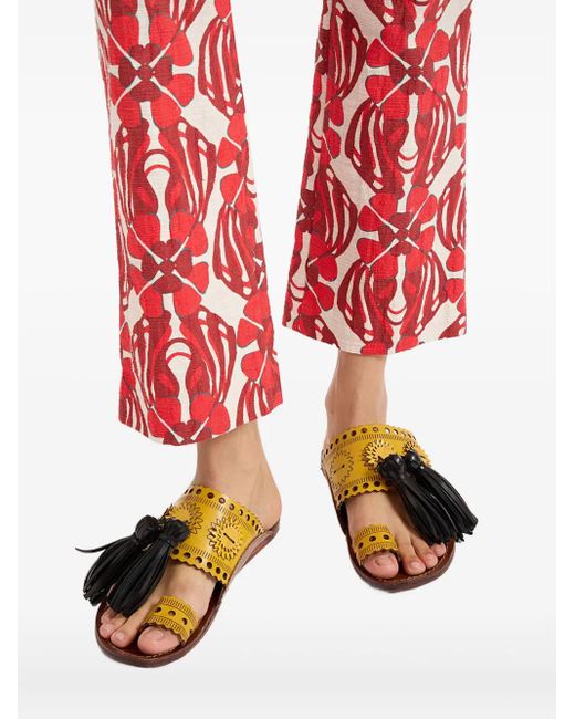 LaDoubleJ Yellow Tassel-Embellished Sandals