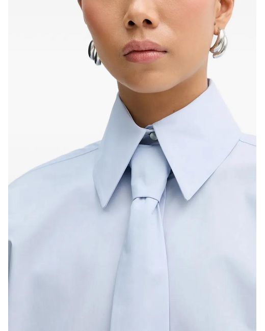 Karl Lagerfeld Blue Tie Buttoned Shirt