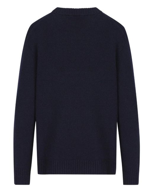 Giada Benincasa Blue Embroidered-Logo Cashmere Sweater