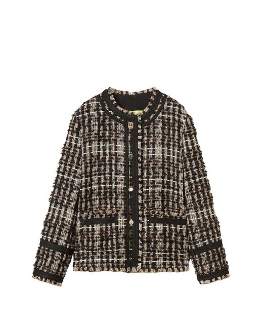 Twinset Black Veste Myfo En Tweed À Boutons À Ornements