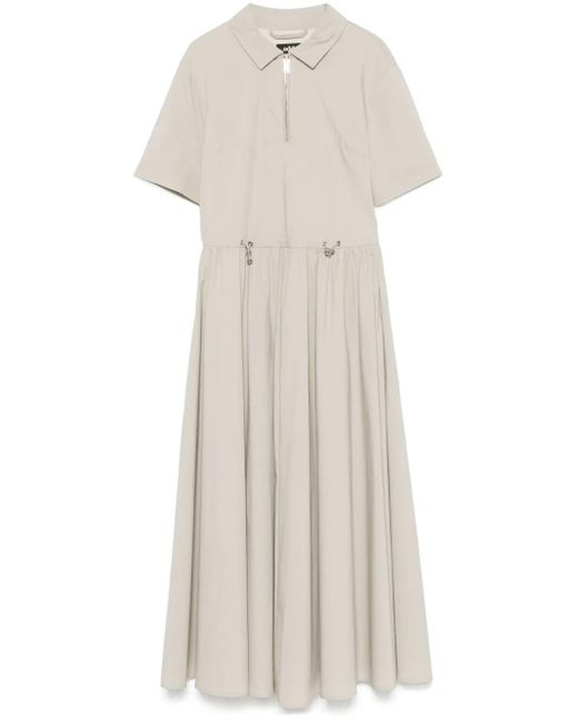 Add White Drawstring-Waist Midi Dress