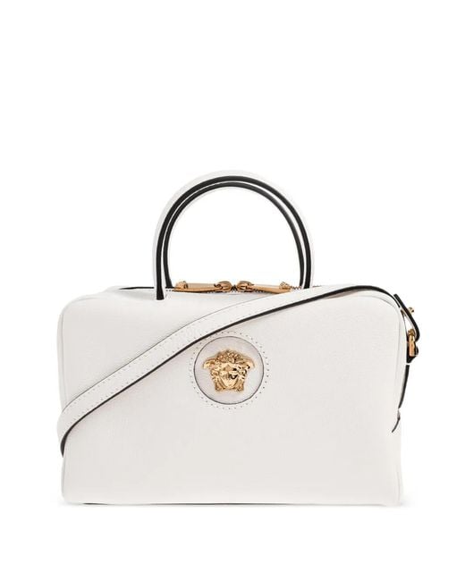 Versace White Boston Medusa-Appliqué Tote Bag