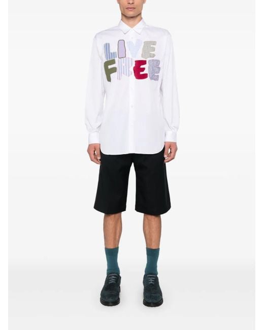 Comme des Garçons White Patch-Lettering Shirt for men