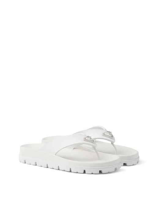 Prada White Flip-Flops Mit Logo