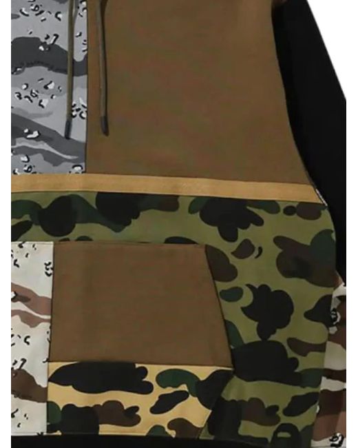 A Bathing Ape Black Patchwork Pullover Hoodie for men