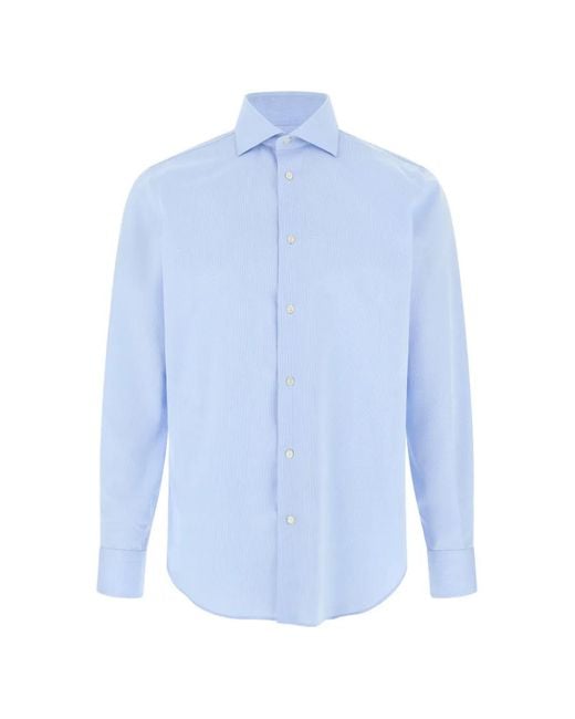 Boggi Blue Checked Cotton Non-Iron Regular-Fit Shirt for men
