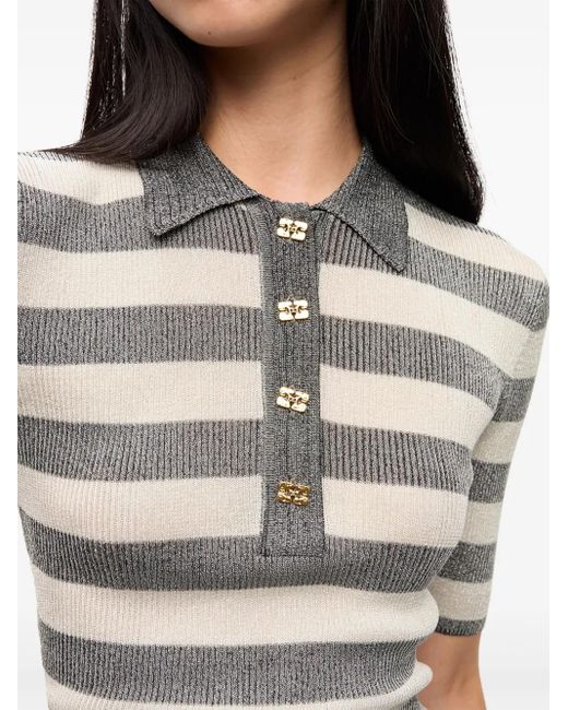 Ganni Gray Striped Top