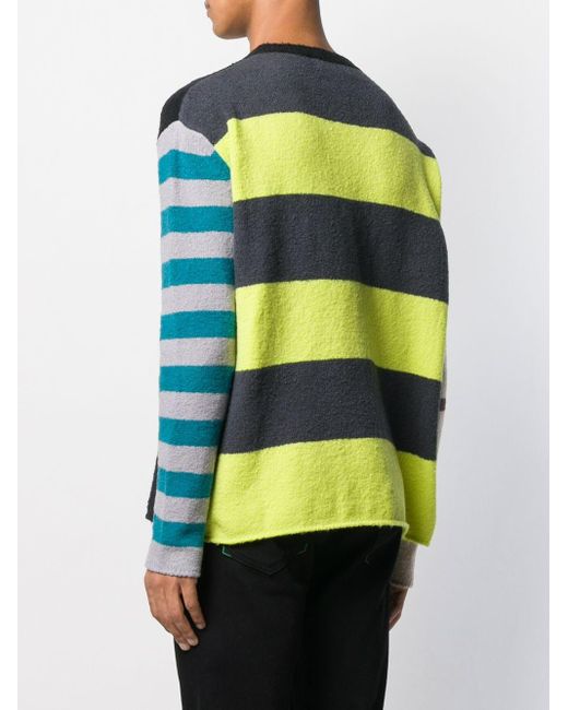 Paura Cotton Panelled Striped Jumper in Brown for Men - Lyst