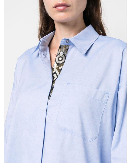 Max Mara Blue Long-sleeve Cotton Shirt