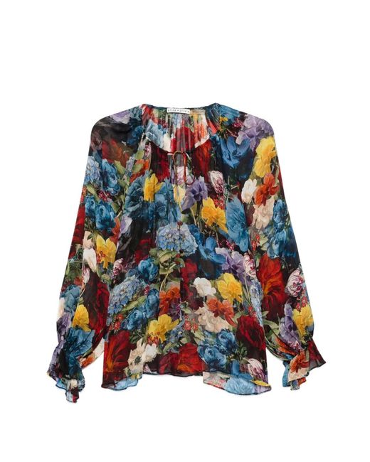 Alice + Olivia White Printed Blouse