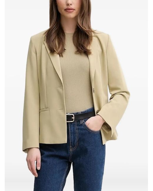 Sisley Natural Notched-Lapel Button Blazer