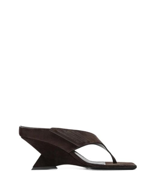 The Attico White Cheope Suede Wedge Sandals