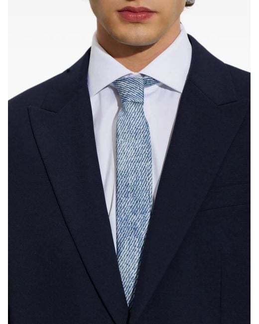 Moschino Blue Smiley-Print Silk Tie
