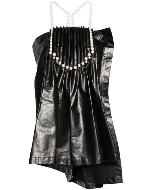 Vestido corto con perlas artificiales Junya Watanabe de color Black