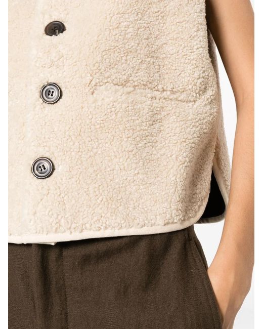 Soeur Natural V-Neck Faux-Shearling Vest