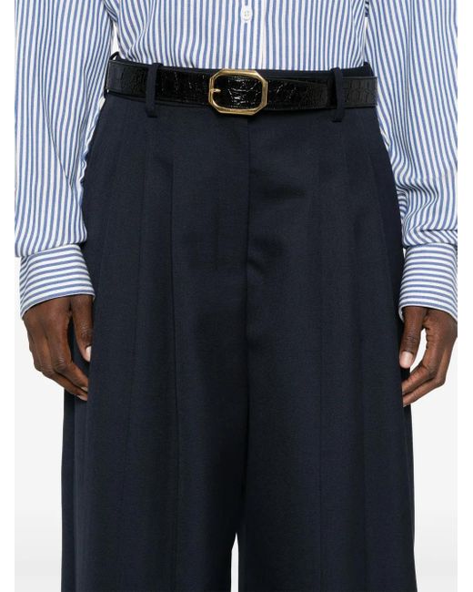 Theory Blue Tapered High-Waisted Trousers