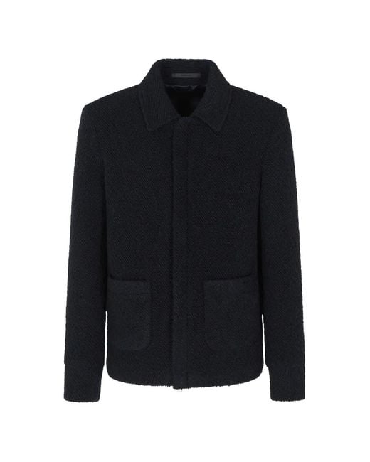Giorgio Armani Black Manteau Texturé Zippé for men
