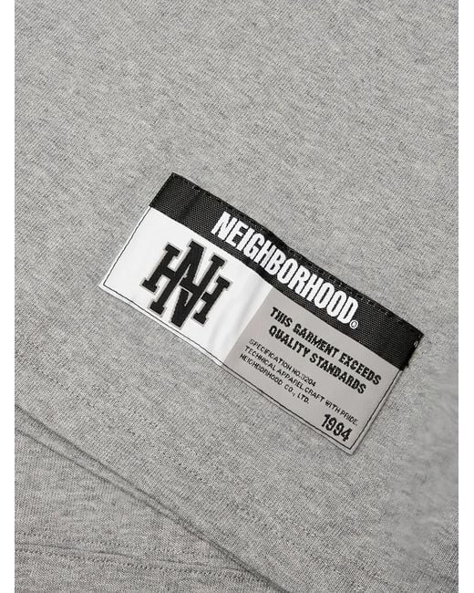 Neighborhood Gray Logo-Print Striped-Sleeve T-Shirt for men