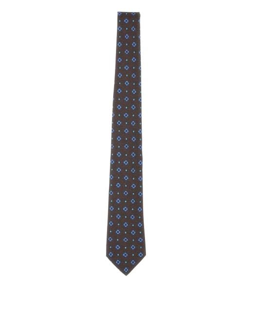 Kiton White Floral Silk Tie for men