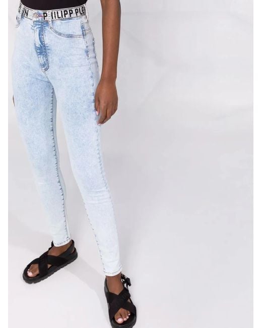 Philipp Plein Blue High-Waist Denim Jeggings