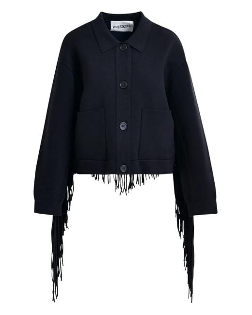Essentiel Antwerp Blue Istern Fringe Cardigan