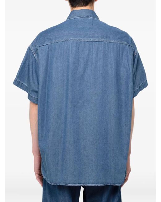 in・stru(men-tal) Blue Logo-Patch Denim Shirt for men