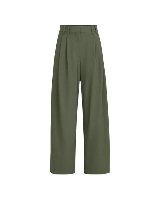 Brunello Cucinelli Green Tropical Luxury Wool Tailored Trousers With Monili