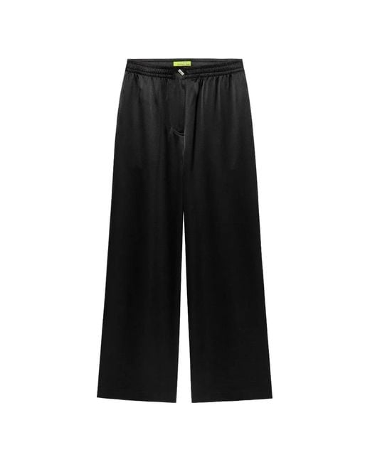 Shanghai Tang Black Wide-Leg Mulberry Silk Trousers
