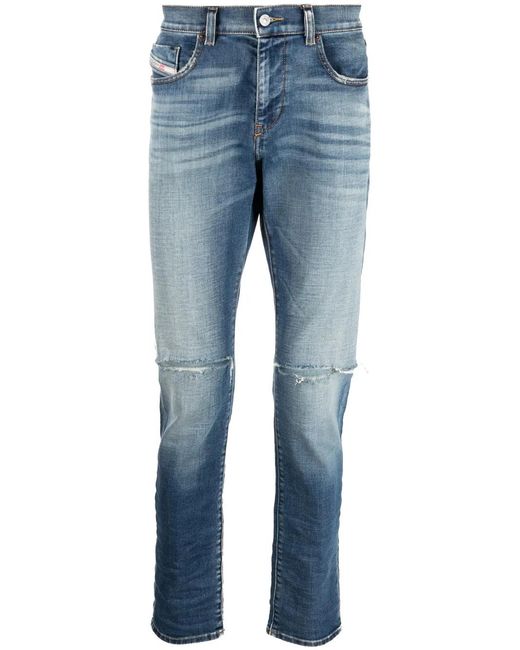 DIESEL Blue Low-Rise Skinny Jeans for men