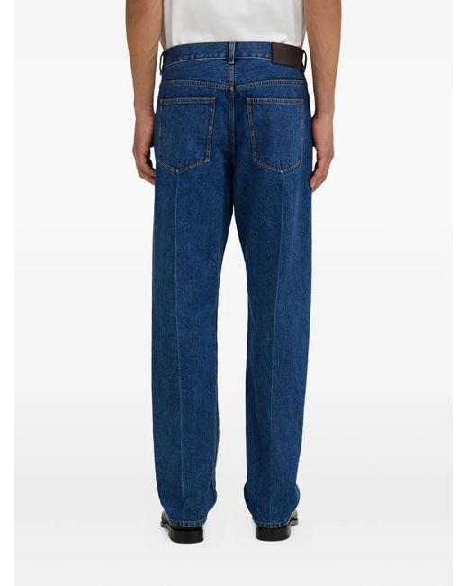 Ferragamo Blue Embossed Five Pocket Jeans for men