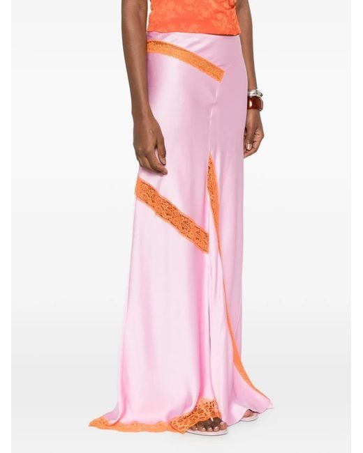 MSGM Pink Lace Slit Skirt
