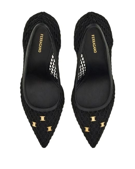 Ferragamo Blue 95Mm Vara-Appliqué Slingback Pumps