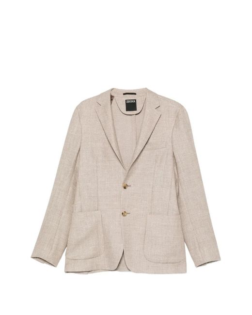 Zegna Natural Blazer À Simple Boutonnage for men